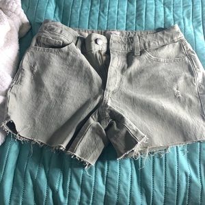 Green denim jean shorts